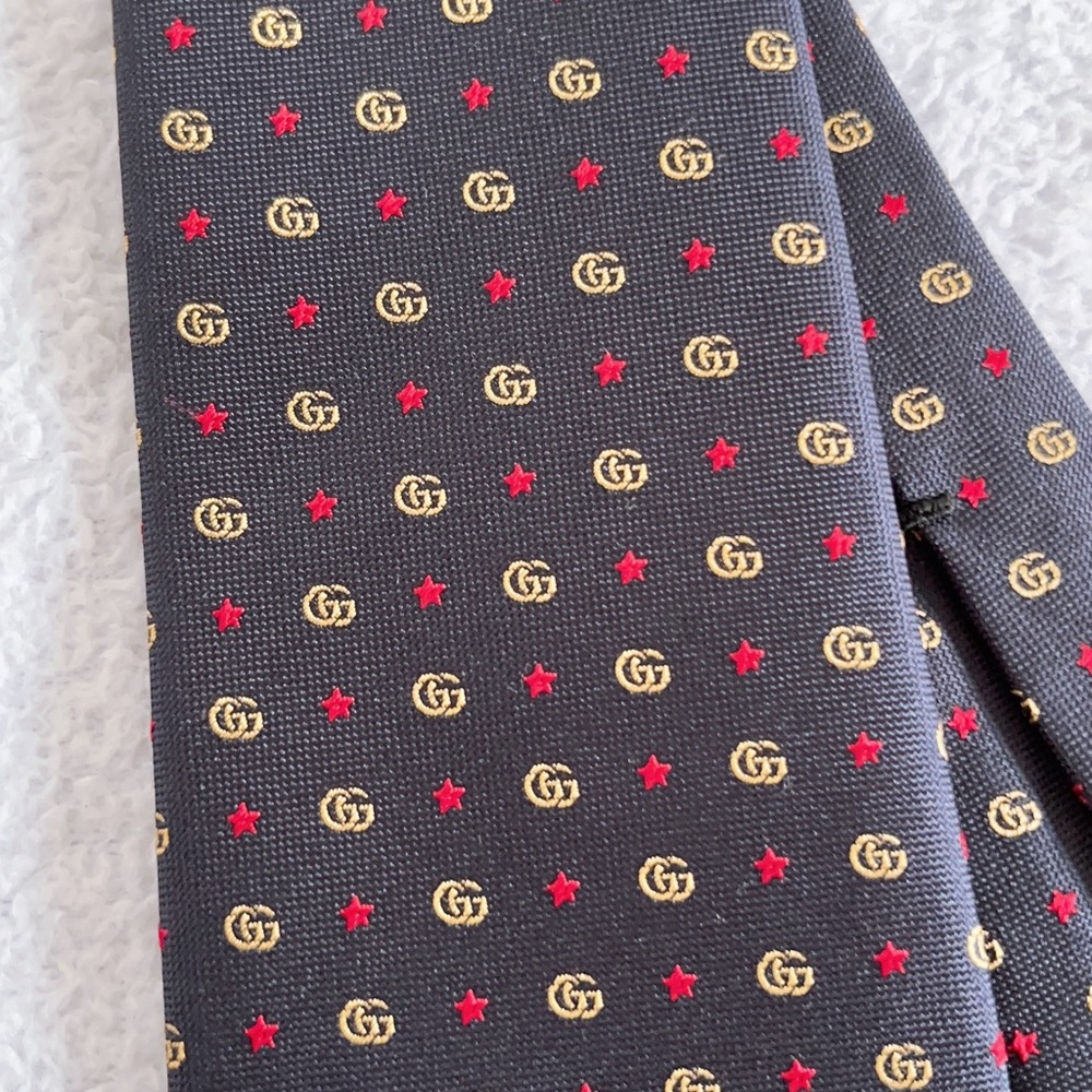 Authentic Gucci Men's Double G and Stars silk Jacquard tie - Picture 10 of 16